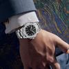 Men's Luxury Nautilus Style Watch Stainless Steel Case Analog Quartz Watch with Luminous Hands Push Button Clasp Casual Watch