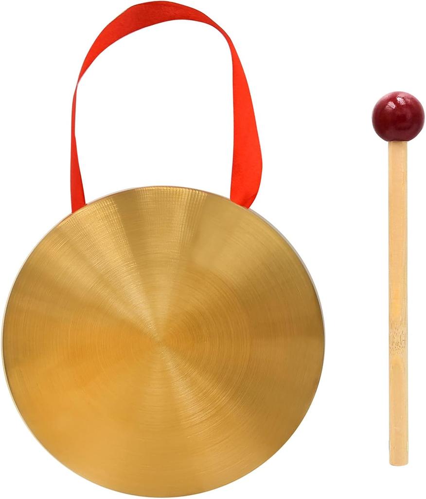 9/12/15cm Mini Gong Instrument Chinese Traditional Percussion Instrument Copper Gong with Beater for Kid Toy Celebration