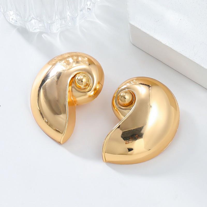 Large Shell Earrings Women Alloy Gold Plated Statement Earring Ins Trendy Fashion Jewelry