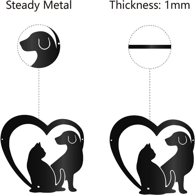 Black Iron Pet Wall Art Dog Cat Metal Sign Farmhouse Sculpture Hanging Decoration