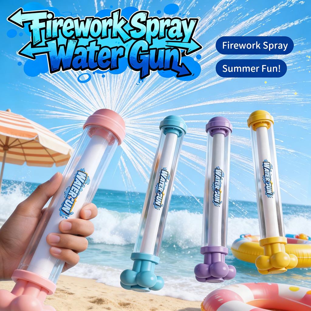 Pusher Type Fireworks Spray Water Gun Outdoor Splash Games For Summer Pool Activities Water Fights Interactive Water Spray Toys