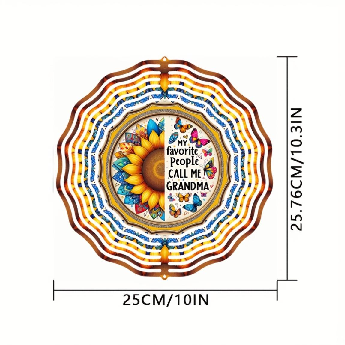 

10-дюймовый 3D кинетический металлический ветряк, яркий цветочный дизайн с бабочками, крюк с вращением на 360 градусов, погодоустойчивый 01A