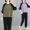 Plus Size Women's Autumn and Winter Long-sleeved Stitching Sweater Suit Women's Loose Casual Trousers Sportswear Two-piece Trend