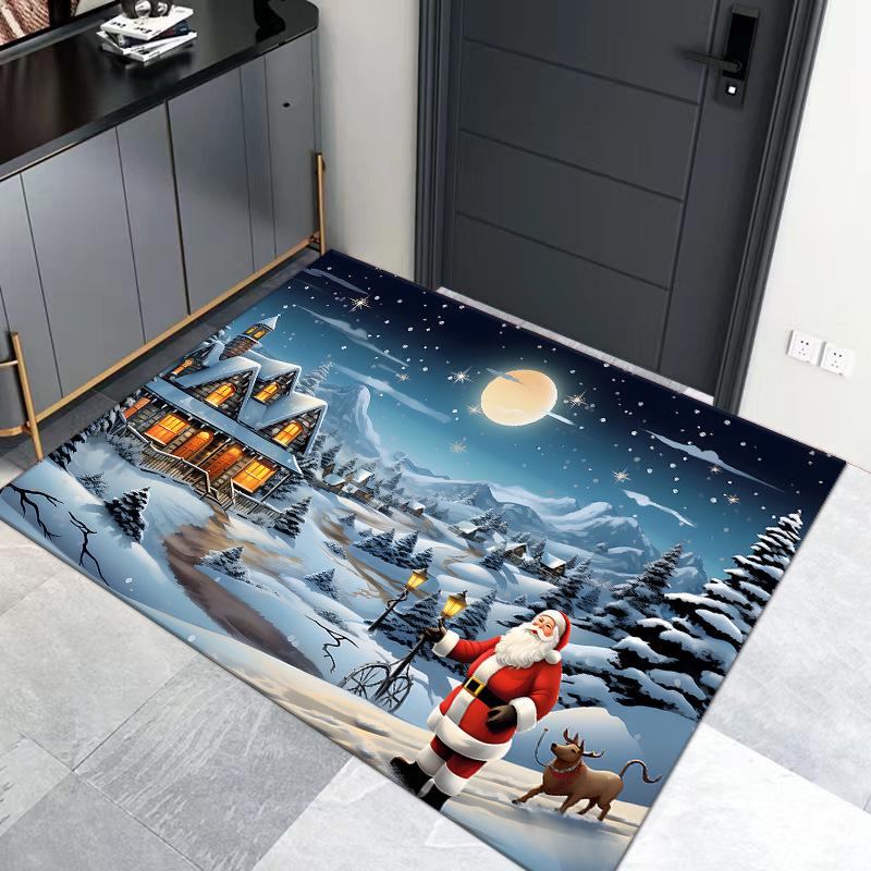 Cross-border Christmas Cartoon Entrance Mat for Hallway or Living Room Decor