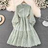 Retro Crochet Dress Elegance Elegant Big Hem Embroider