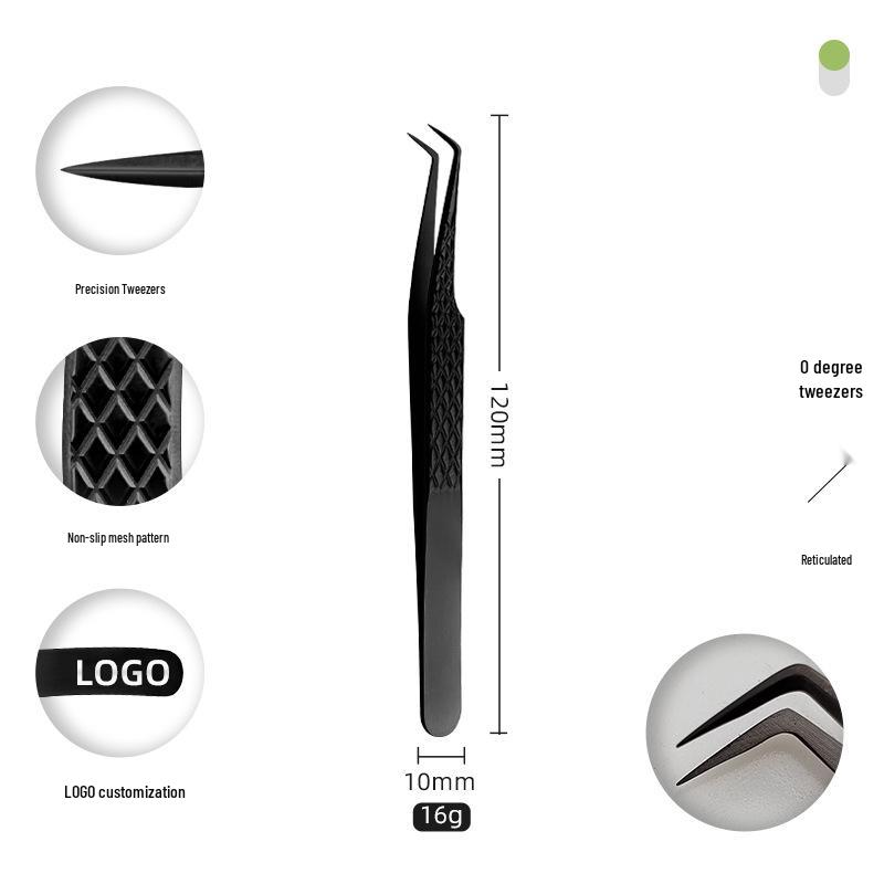 Golden Feather Stainless Steel Eyelash Tweezers for Grafting and Extensions