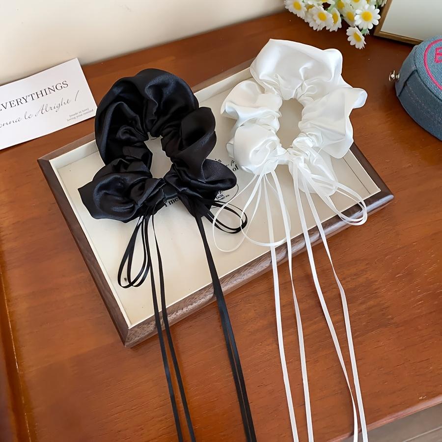 1Pc French Ballet Style Satin Bow Ribbon Hair Ring for Women to Tie Ponytail Hair Rope Temperament Hair Rope Hair Accessories