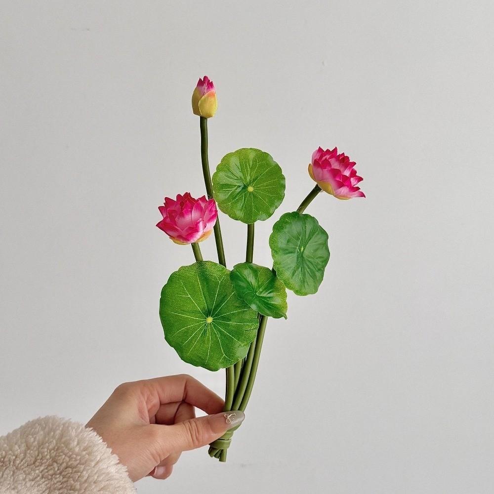 New Pink Artificial Lotus Flowers Lotus Leaves Decorative Artificial Faux Plants Floral Fake Water Lily Flower Home Decor