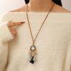 Retro Coffee Bohemian Necklace For Women Ethnic Style Fringed Pendant Long Sweater Chain High-End Fashion Jewelry