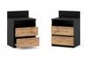 Bedside Table Black Oak Wotan 40cm 2S Shelf Bedroom Furniture