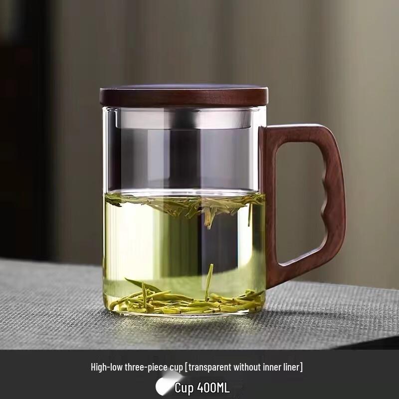 Shangqi High Borosilicate Glass Teacup with Filter and Wooden Handle