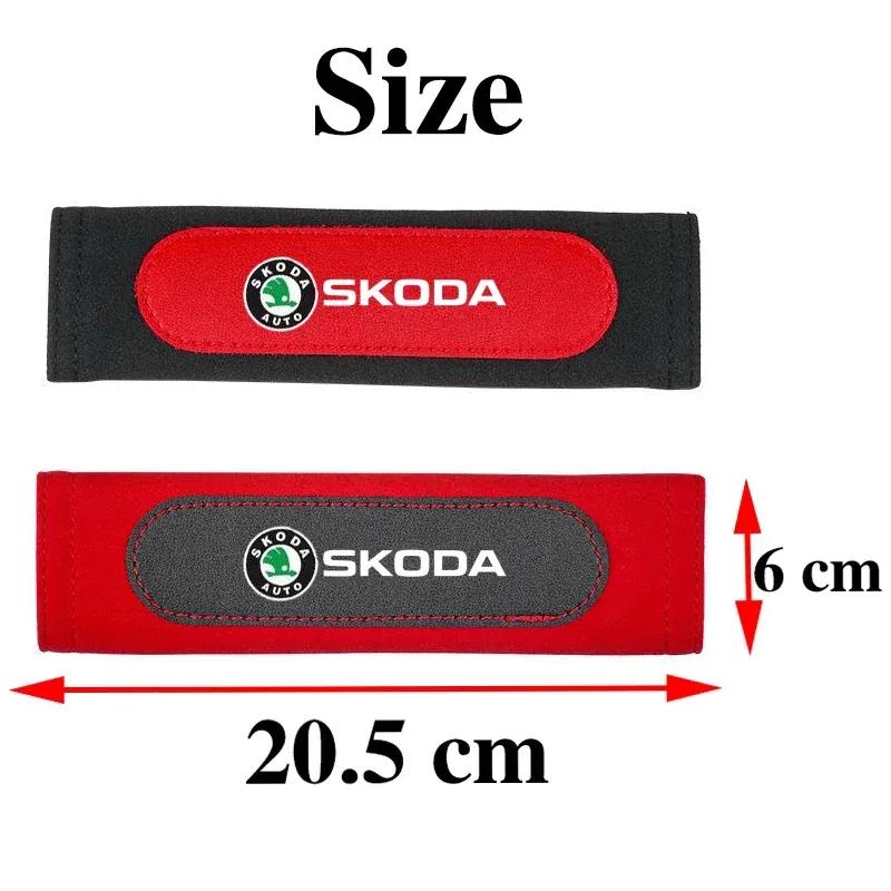 Car Seat Belt Suede Shoulder Covers for Skoda Kodiaq Superb Kamiq Octavia 2 A7 Tour RS Fabia 2 1 Rapid Yeti Karoq Felicia Kodiak