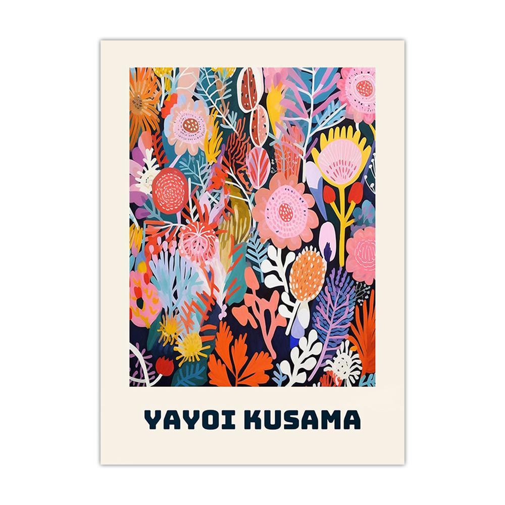 1 pièce Yayoi Kusama Monde Infini Méduse Colorée Algues Affiche Peinture sur Toile Art Mural Japonais Impressions d'Exposition Décoration Intérieure
