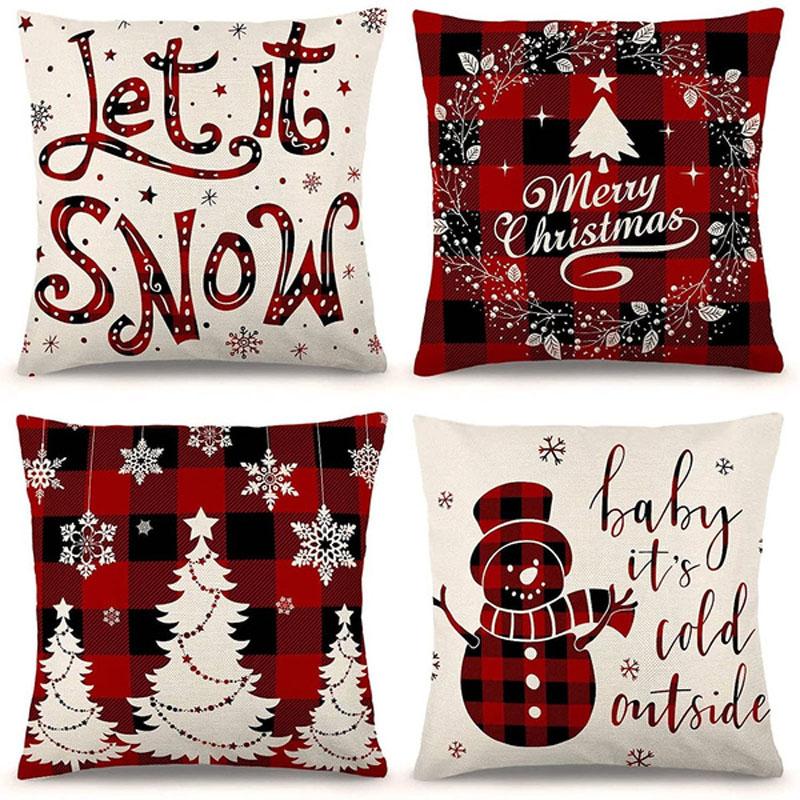 red plaid pillow cases