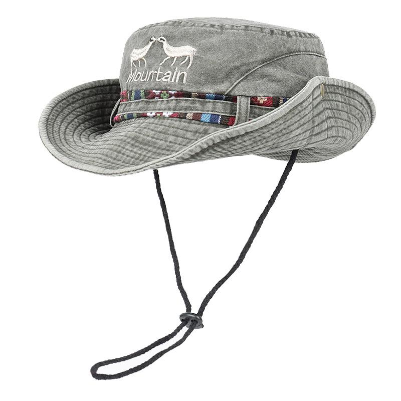 Outdoor Sun Hat Woman Bucket Hat Men Embroidered Vintage Beach Waterproof Fisherman Fishing Cap Summer Foldable Bob Man Panama