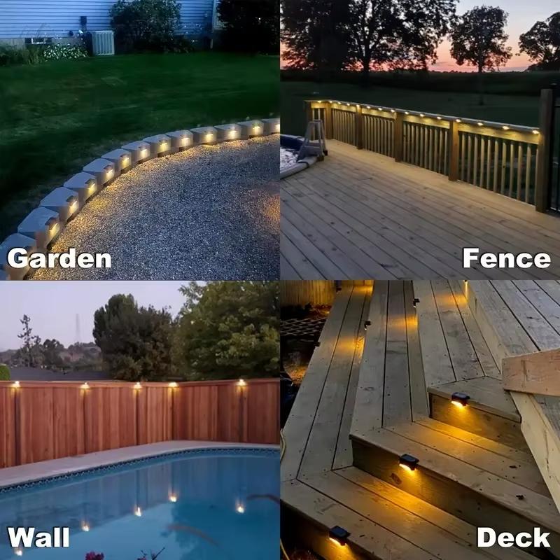 Solar LED Step Light Waterproof Outdoor Deck Fence Stair Lamp Energy Saving Garden Patio Wall Lighting for Yard Railing Decoration
