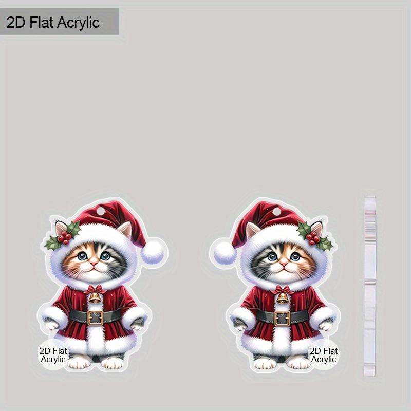 2D Flat Retro Cartoon Cat Women's Acrylic Dangle Earrings Christmas Party Jewelry Gift