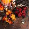 Fall Candle Rings Wreaths, Artificial Maple Leaf Candle Garland With Berries Rose, Candle Holder Rings For Autumn Harvest Halloween Party Table Center