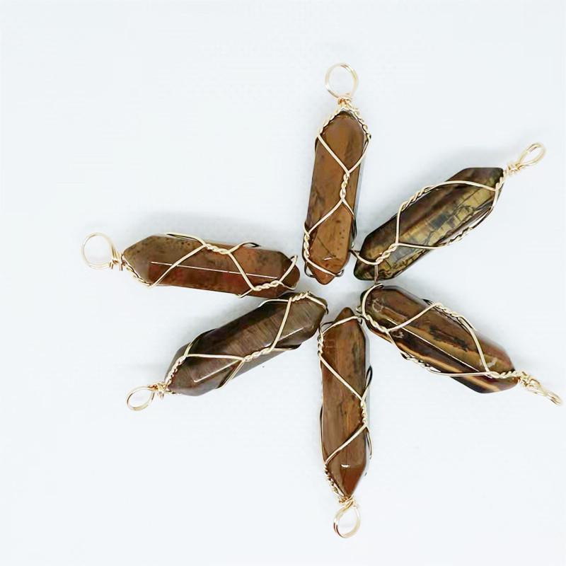 Hexagonal Double-Ended Crystal Pendant DIY Jewelry Accessory