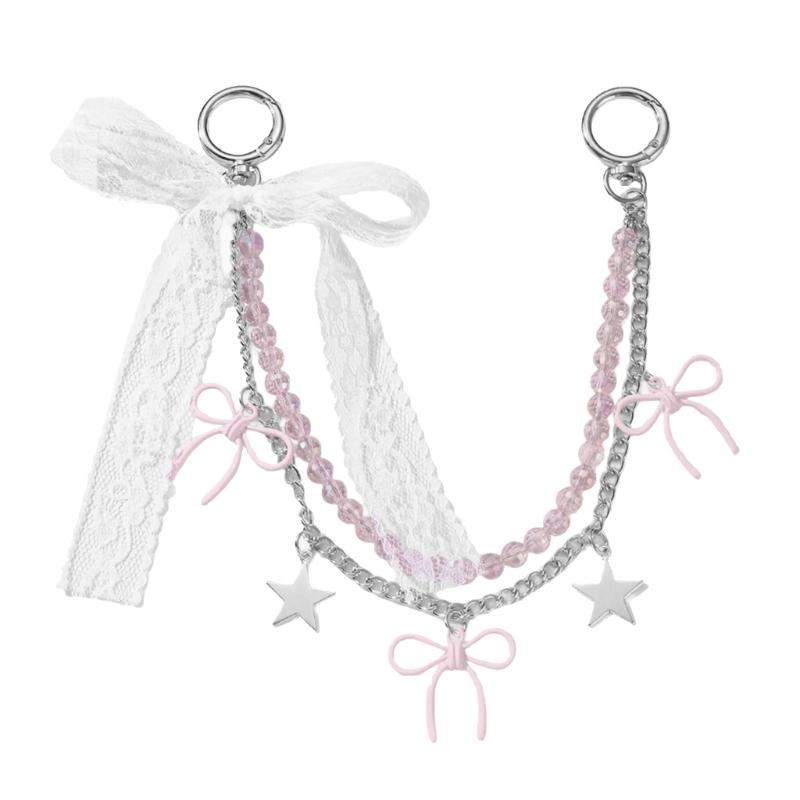 Contemporary Acrylic Bead Bowknot Purse Pendant Multifunctional Backpack Phone Charm Decorative Gift