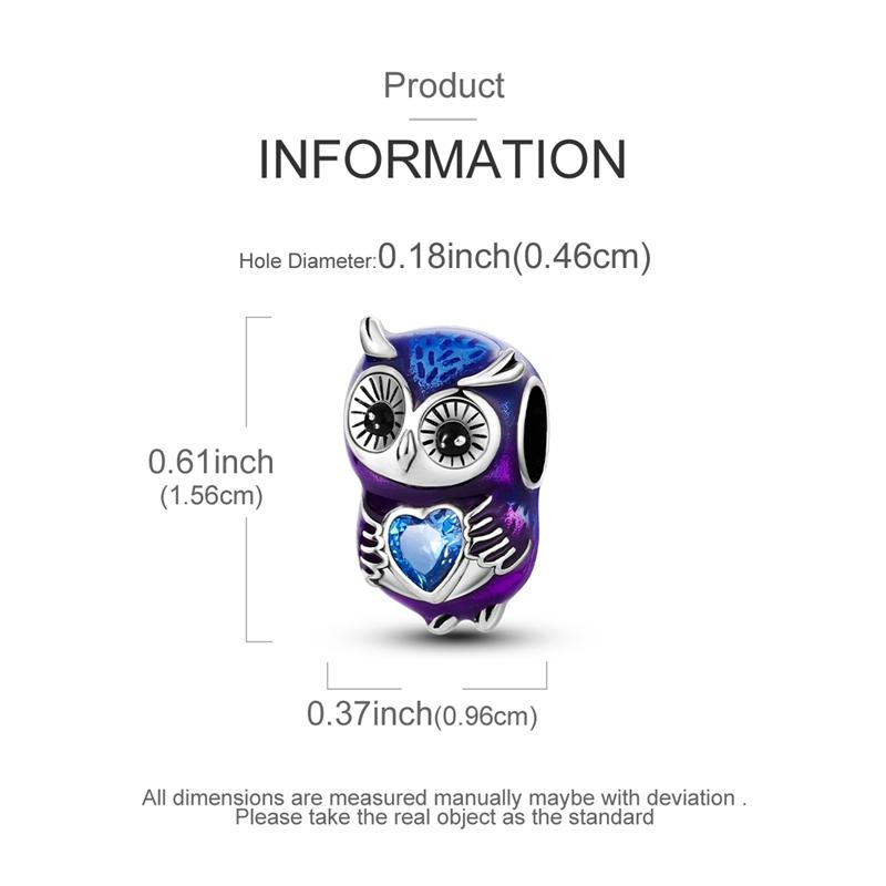 Original Copper Charm Bead Indigo Owl Blue-Violet Bead Fit Original Bracelet For Women Diy Jewelry Gift