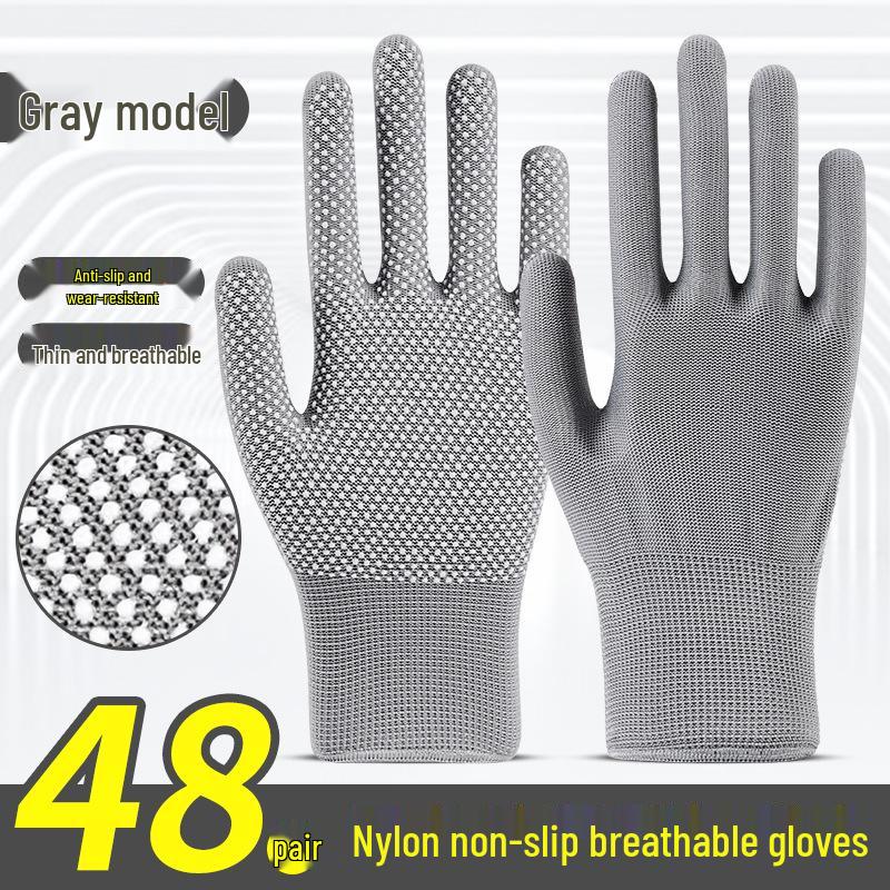 Breathable Non-Slip Nylon Summer Work Gloves - Unisex, Wear-Resistant, Sunscreen