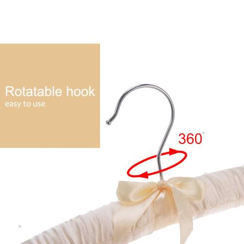 DEWEL Sponge Hangers, Satin Cloth Hangers, Silk Fabric Hangers with Ribbons, Fluffy Hangers for Clothes Storage, Dressers, Closets, Display, Hotel Ame