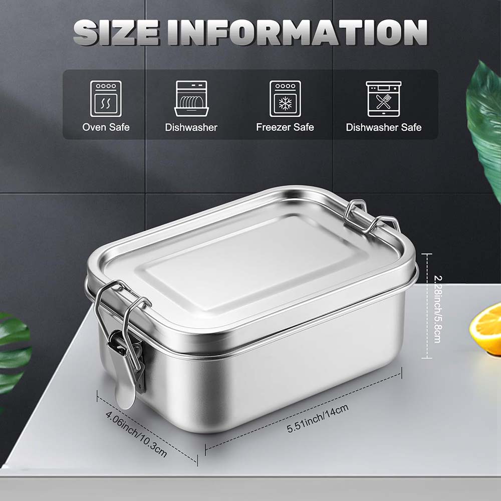 4 шт Нержавеющая сталь Bento Box Металлический ланч-бокс Контейнеры для хранения продуктов с запирающимися зажимами Ланч-боксы для работы школы 4pcs 7090₽