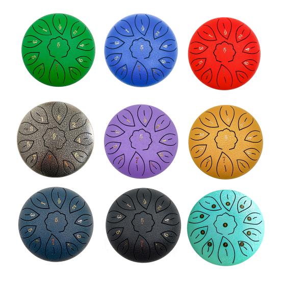 6-Inch Steel Tongue Drum with Mallets Note Stickers 11 Notes C Key Meditation Yoga Sound Therapy Hand Pan Drum Musical Percussion Instrument