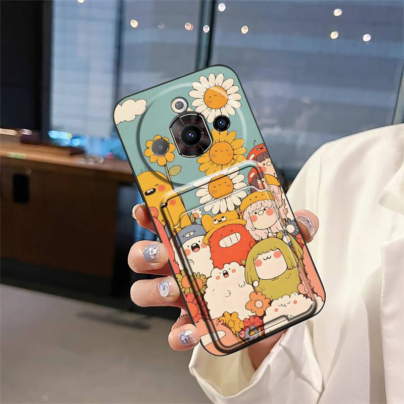 Card bag Card slot Phone Case For ZTE Nubia Focus Pro 5G Cute TPU Graffiti Shockproof Waterproof Dirt-resistant Cartoon