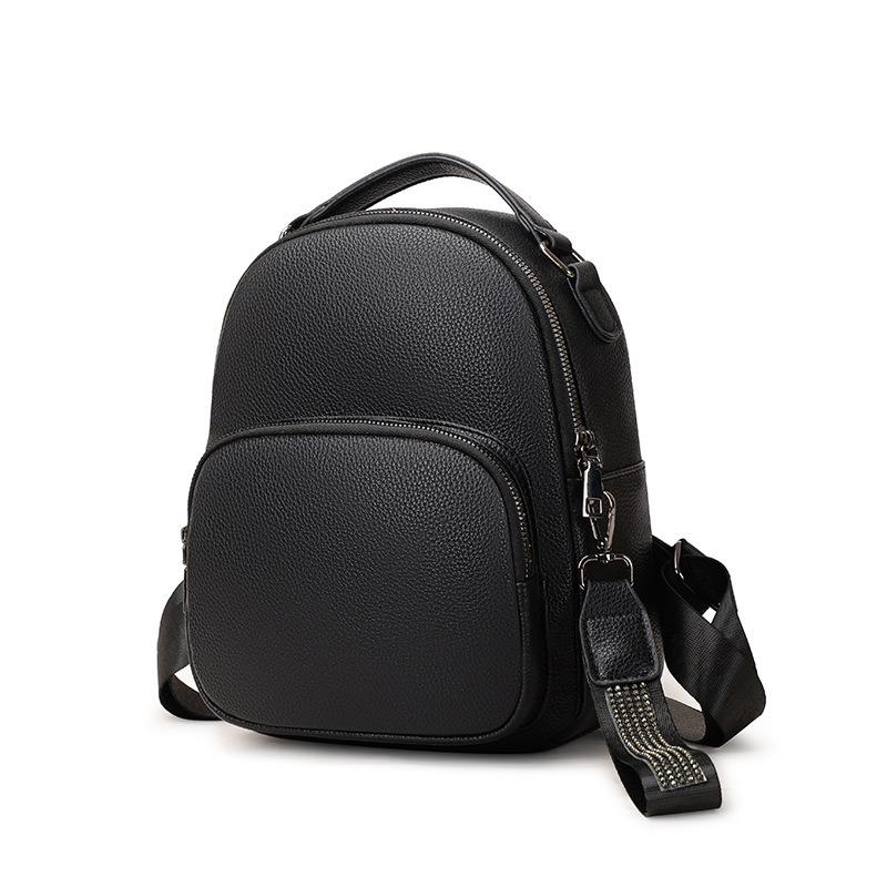 New Women's Backpack Soft Leather Texture Small Square Bag Simple Large Capacity Handbag Casual Front Travel Bag