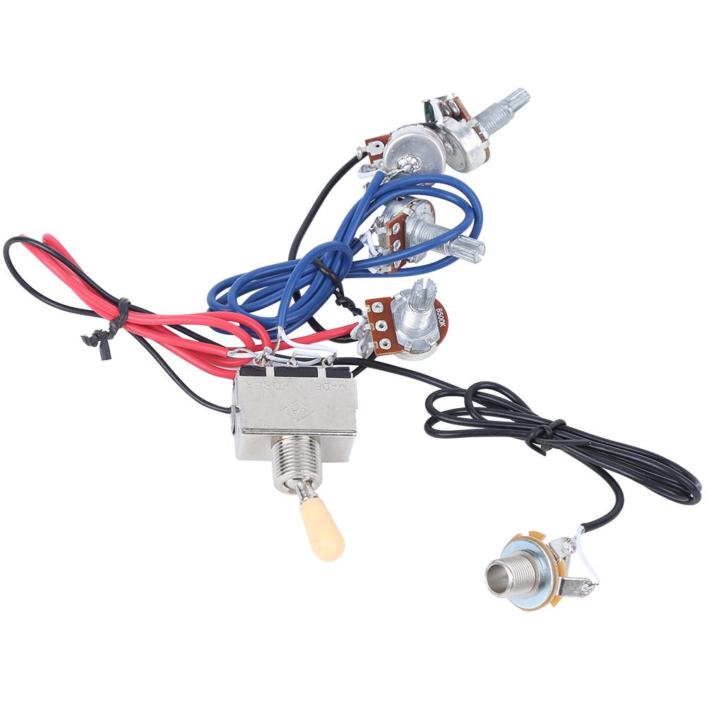 

Комплект жгута проводов для гитары с предустановленным 3-позиционным переключателем 2V2T1J для аксессуаров для электрогитары, желтый