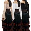 Medieval Sailing Captain Costume Dress With Ruffle Long Skirt For Cosplay And Halloween