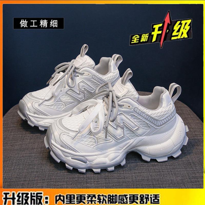 

Leather platform dad shoes women s 2025 autumn new heightening women s shoes lightweight mesh breathable casual sneakers 40
