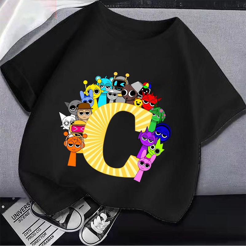 Incrediblebox Sprunki süßer Cartoon Junge und Mädchen Anime lässiges kurzärmeliges T-Shirt geeignet für den Sommer