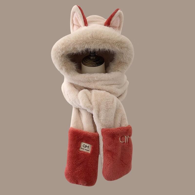 

Милый плюшевый шарф с капюшоном и шапка