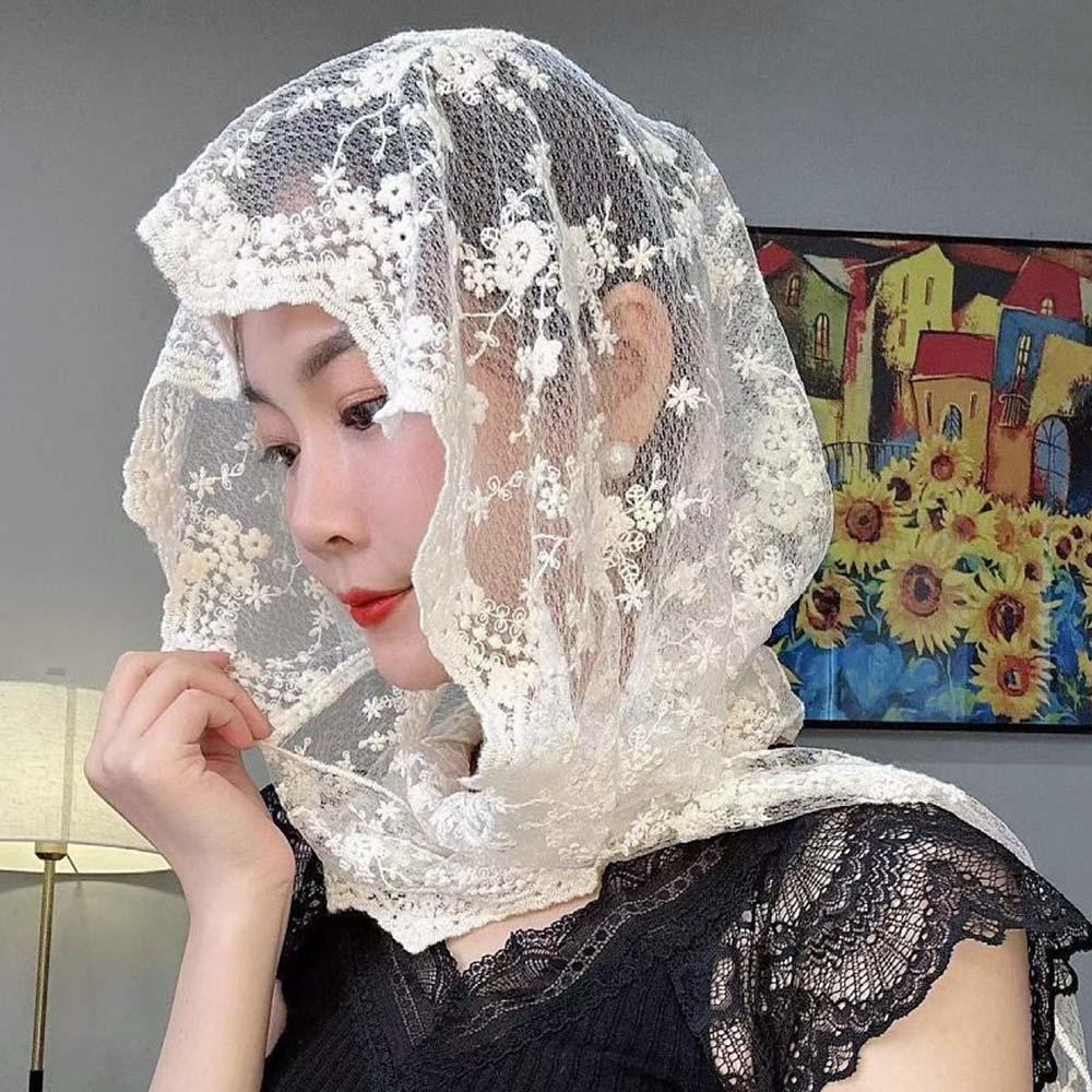 

Elegant Lace Hat Scarf 2 IN 1 Neckerchief Summer Sun Protection Cap for Women 1 Beige