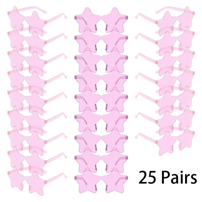 25 Pairs Rimless Star Shaped Sunglasses Men Fashion Cute Candy Color Beach Vacation Decor Shades Women Trendy Rave Sun Glasses