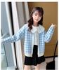 Spring/Summer 2025 College Style Long-Sleeve White Doll Collar Shirt for Girls