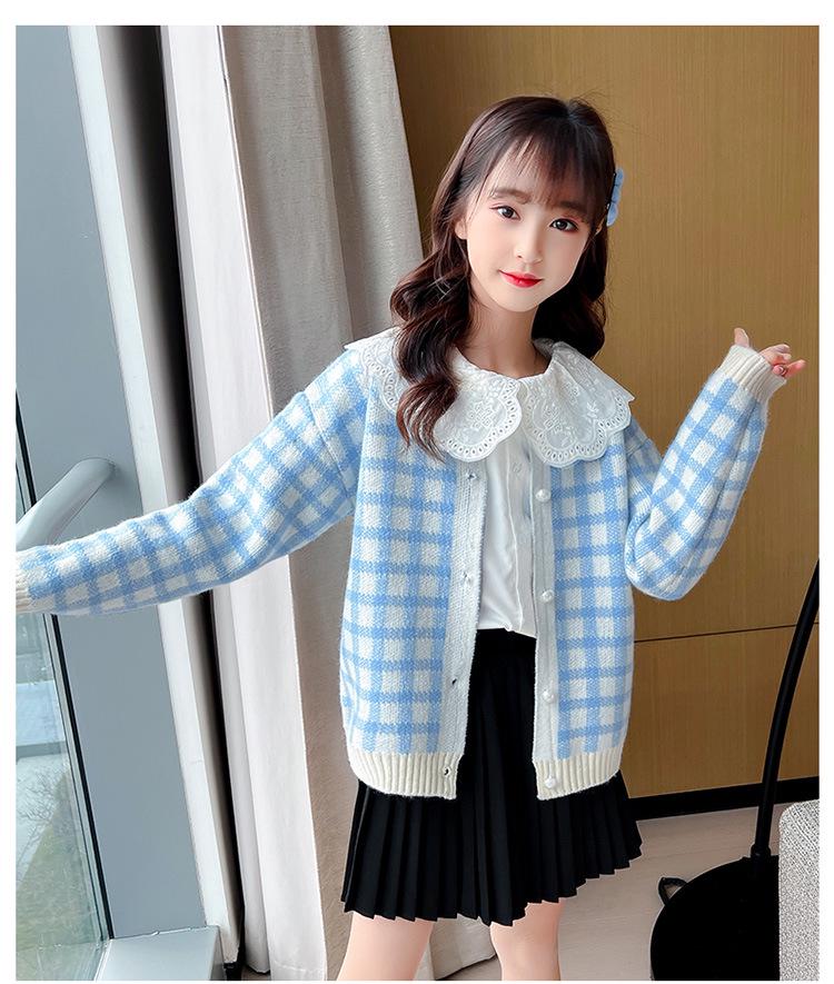 Spring/Summer 2025 College Style Long-Sleeve White Doll Collar Shirt for Girls