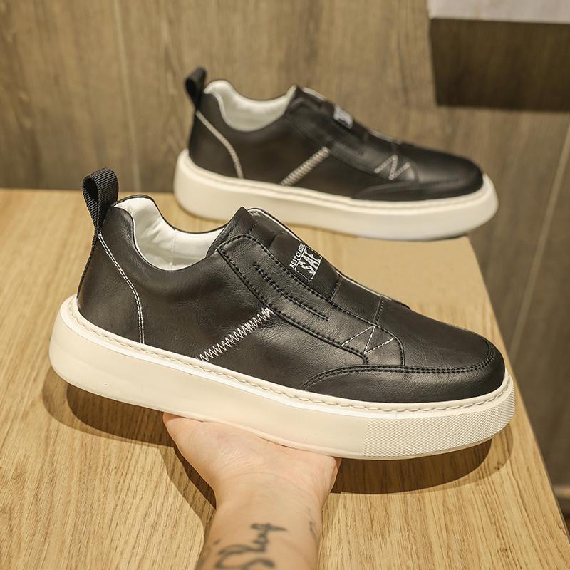 Fashion High Quality Men Dress Flat Designer Shoe Outdoor Antiskid Casual Leather Loafers Comfy Thick Bottom Moccasin Lazy Walking Shoe