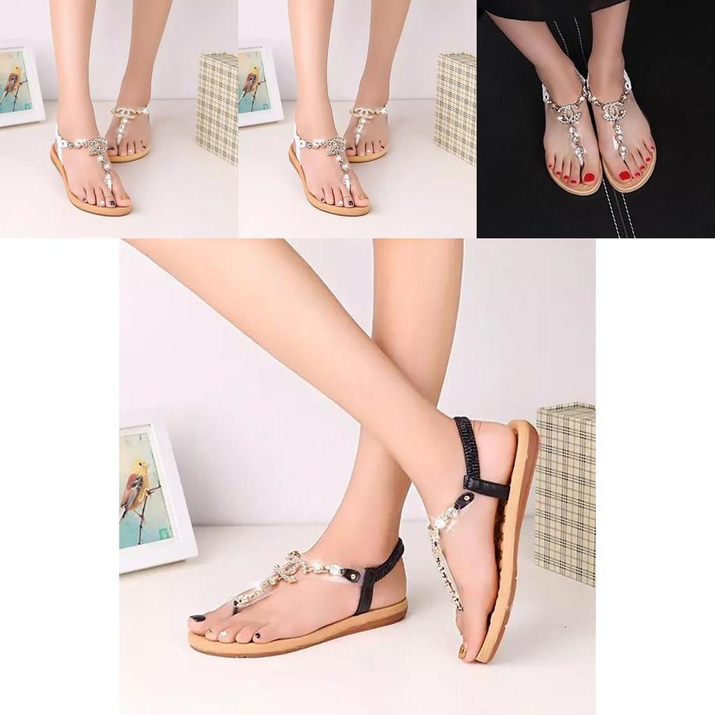Elegant Women Gold Gladiator Sandals With Rhinestones And Flat Beach Design