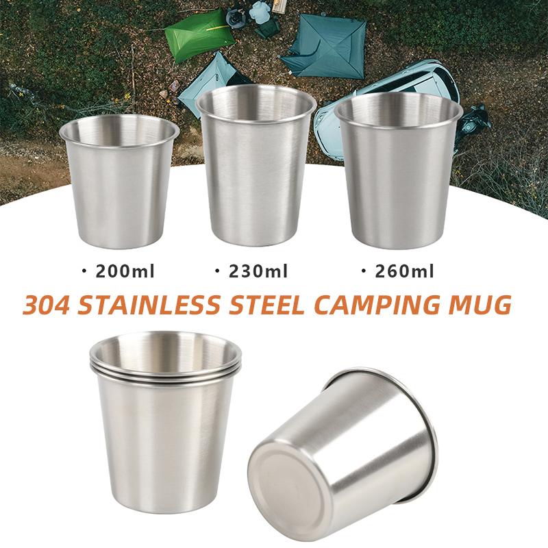 304 Stainless Steel Camping Mug 200/230/260ML Portable Reusable Outdoors Cup for Picnic Camping Travel Barbecue Beer Mugs