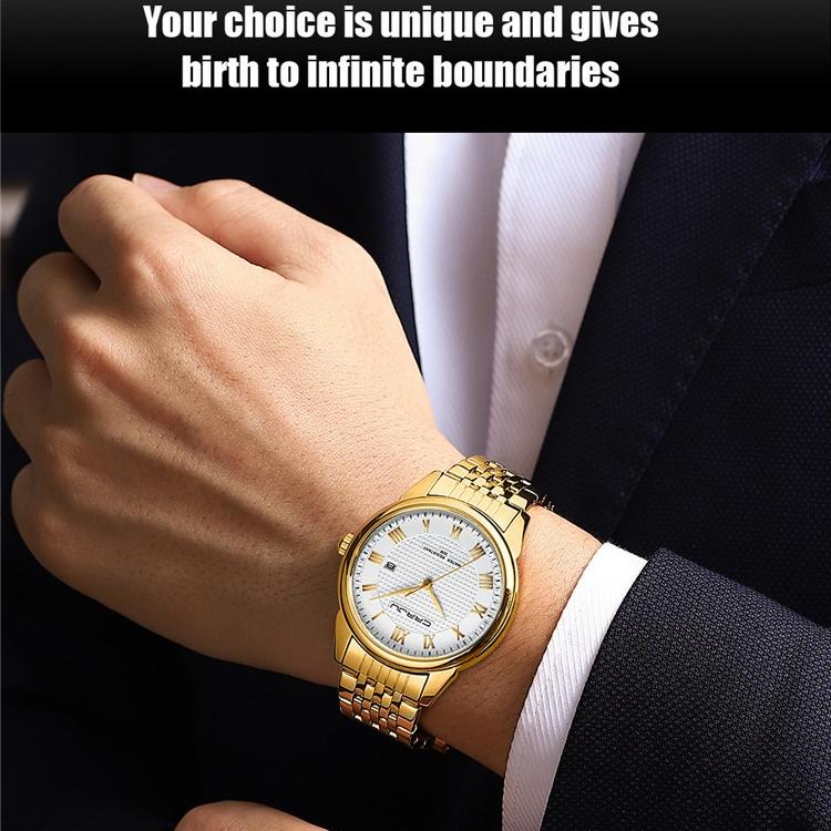CRRJU Watch 5010 New Steel Strap Men's Watch Simple Fashion Calendar