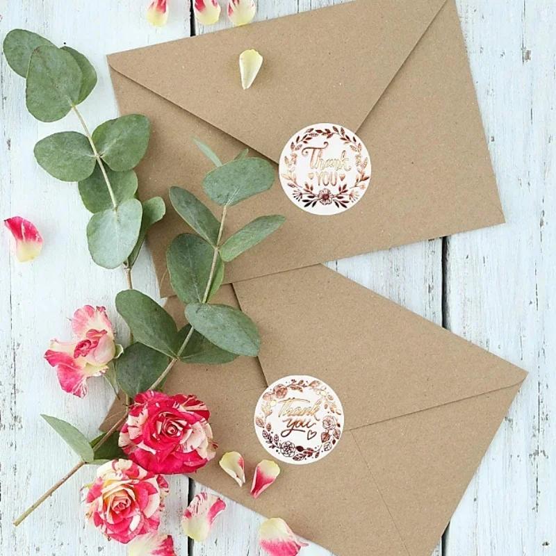 500 Pezzi Adesivi Grazie, Adesivi Etichette con Motivo Floreale Monogrammato, Adesivi Regalo Ringraziamento, Etichette Adesive