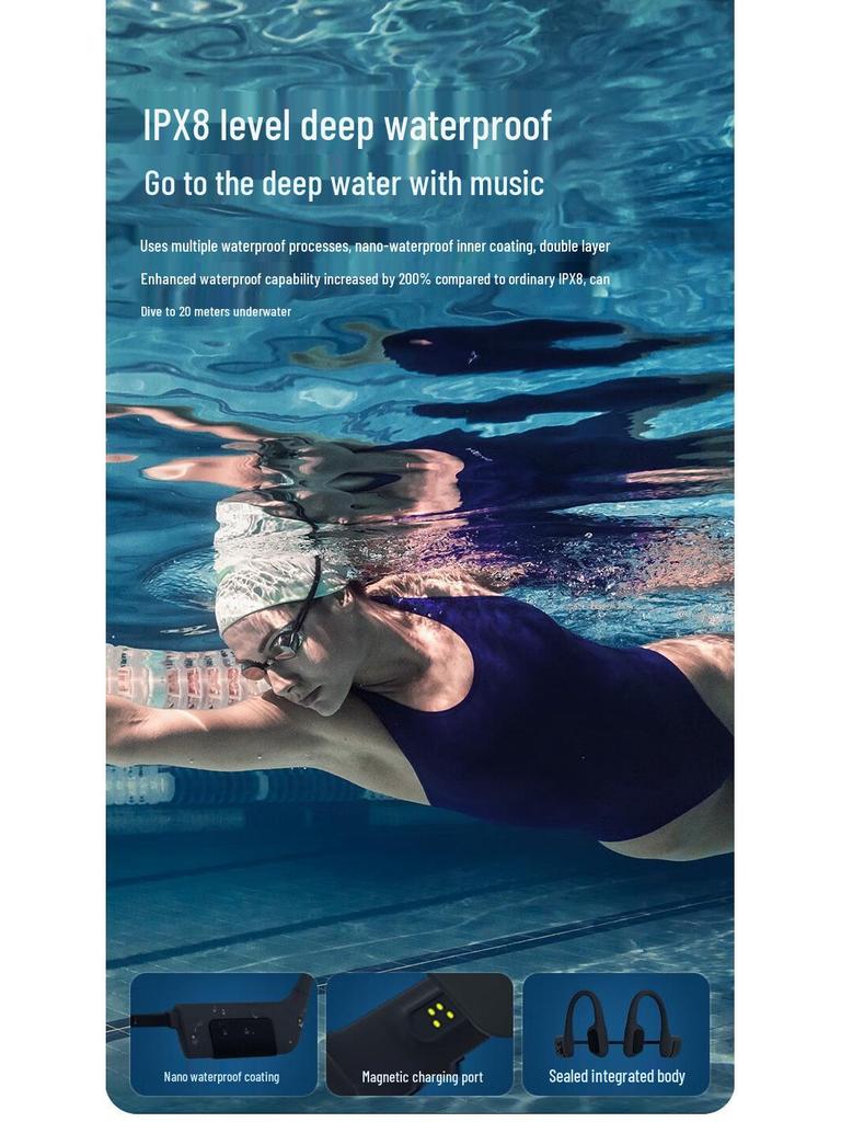 Waterproof S800 Bone Conduction Bluetooth Earphones for Swimming and Sports with Ear-Hook Design and High-Quality Sound