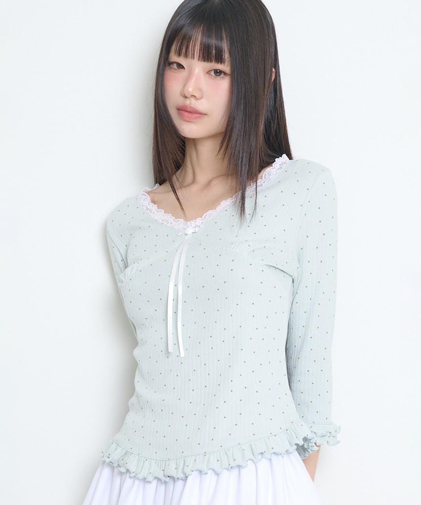 ILLIGO Dot Lace T-Shirt Blue