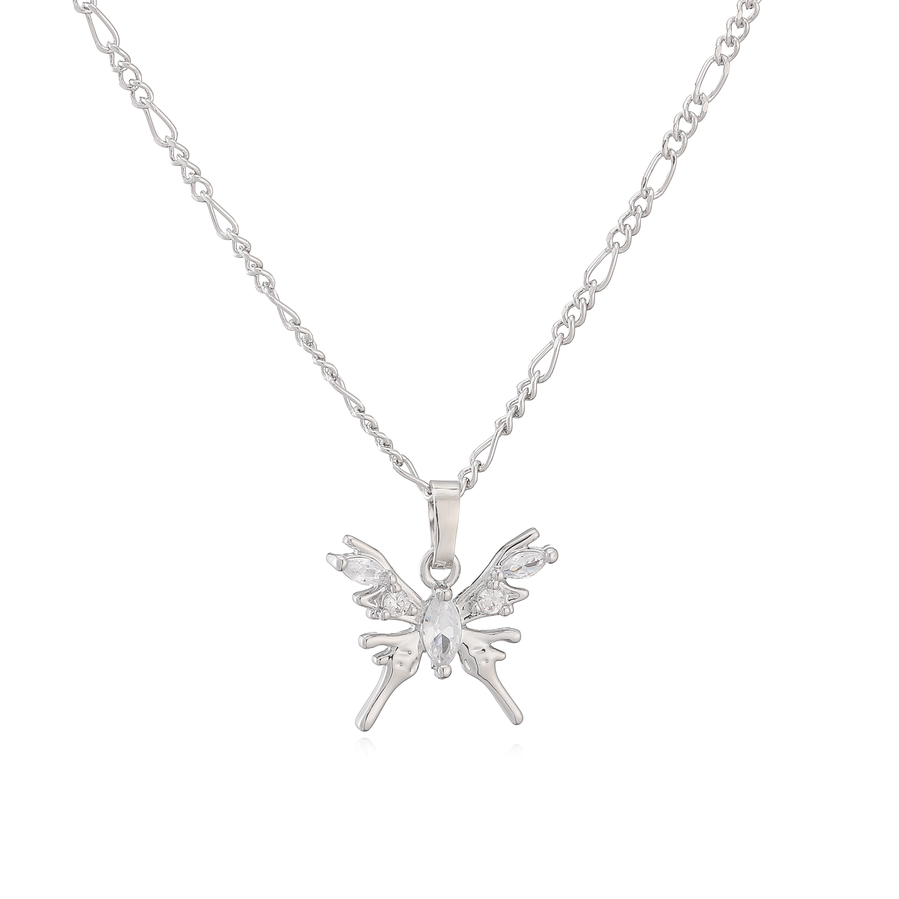 

HECHENG, CZ Stone-Set Dead Leaf Butterfly Charm Exquisite Minimalist Korean-Style Zircon Women s Everyday Accessory 1 Piece Other