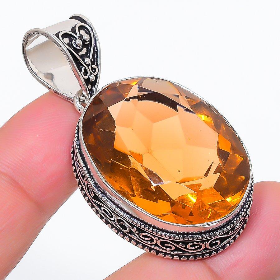 

Natural Citrine Gemstone Handmade 925 Sterling Silver Jewelry Pendant 1.97 F4r05