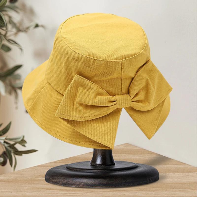 Sunscreen Bow Basin Hat Bucket Hat Women's Black Summer Sunshade Travel Sun Hat